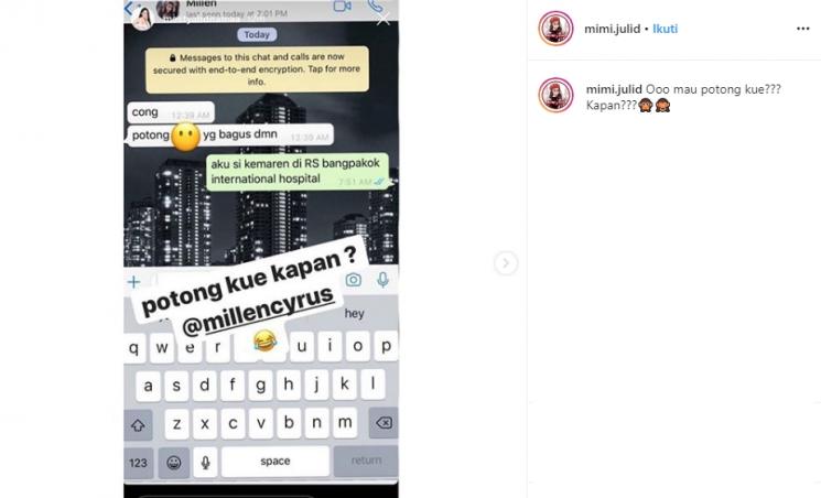 Beredar percakapan Millendaru (Instagram/@mimi.julid)