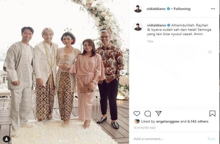 Momen pernikahan Isyana Sarasvati dan Rayhan Maditra (Instagram @vidialdiano)