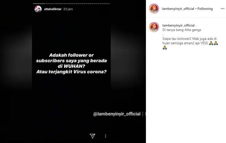 Instagram Stories Atta Halilintar (Instagram/@lambenyinyir_official)