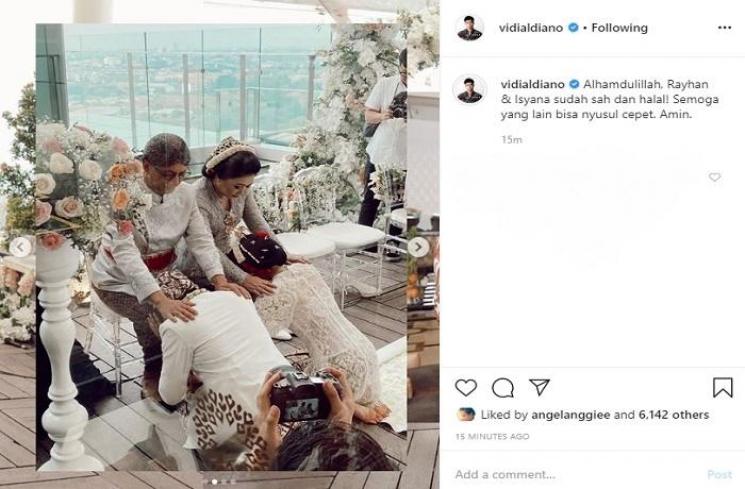 Momen pernikahan Isyana Sarasvati dan Rayhan Maditra (Instagram @vidialdiano)