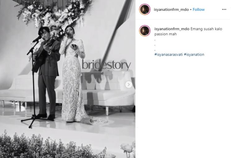 Momen resepsi Isyana Sarasvati (Instagram/@isyanationfrm_mdo)