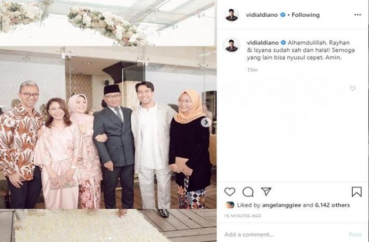 Momen pernikahan Isyana Sarasvati dan Rayhan Maditra (Instagram @vidialdiano)