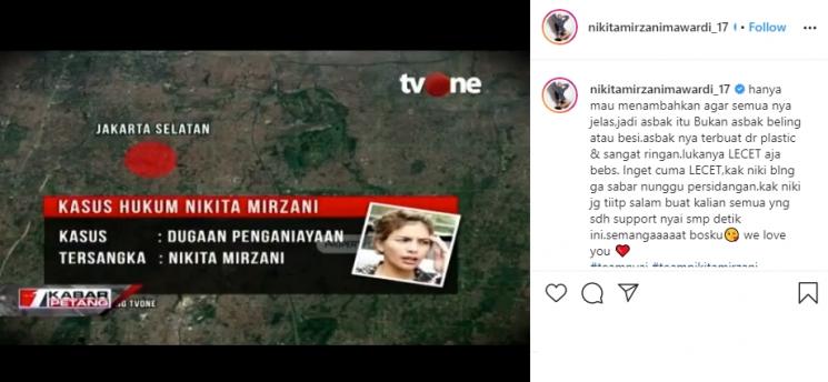 Nikita Mirzani klarifikasi asbak yang dilempar ke Dipo Latief (Instagram/@nikitamirzanimawardi_17)