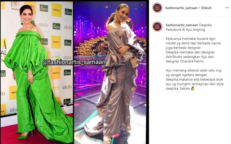 Ayu Ting Ting Pakai Busana Mirip Seleb Lain (Instagram/@fashionartis_samaan)