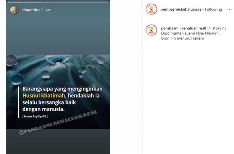 Instagram Stories Dipo Latief (Instagram/@pembasmii.kehaluan.reall)