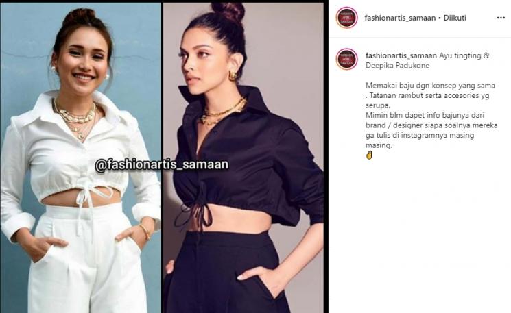 Ayu Ting Ting Pakai Busana Mirip Seleb Lain (Instagram/@fashionartis_samaan)