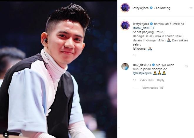 Ucapan ulang tahun Lesty Kejora buat Rizky DA2. (Instagram/@lestykejora)