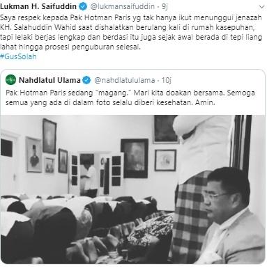 Eks Menag Lukman Hakim komentari foto Hotman Paris di Tebu Ireng. [Twitter]