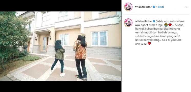 Atta Halilintar kasih hadiah rumah mewah ke subscriber (Instagram/@attahalilintar)