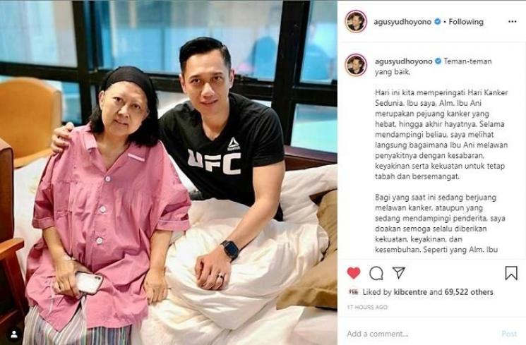 Ani Yudhoyono dan AHY (Instagram @agusyudhoyono)