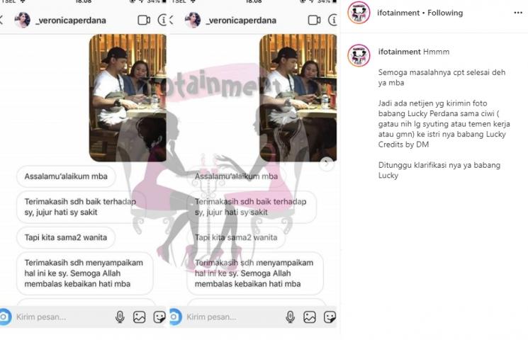 Screenshoot percakapan Istri Lucky Perdana (Instagram/@ifotainment)