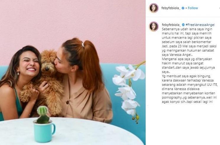Potret Kedekatan Vanessa Angel dan Feby Febiola. (Instagram)