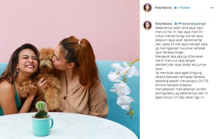 Potret Kedekatan Vanessa Angel dan Feby Febiola. (Instagram)