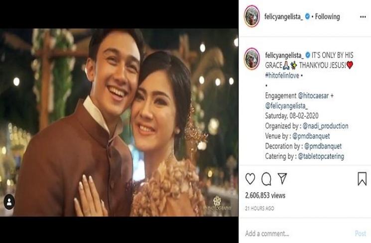 Momen lamaran Caesar Hito dan Felicya Angelista (Instagram @felicyangelista_)
