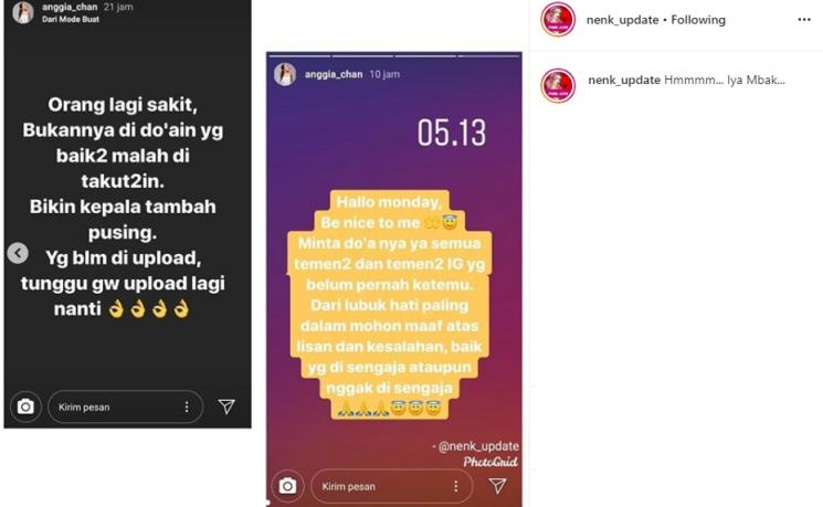 Instagram Stories Anggia Chan (Instagram/@nenk_update)