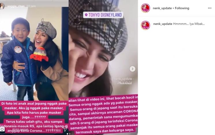 Anggia Chan waktu liburan di Jepang (Instagram/@nenk_update)