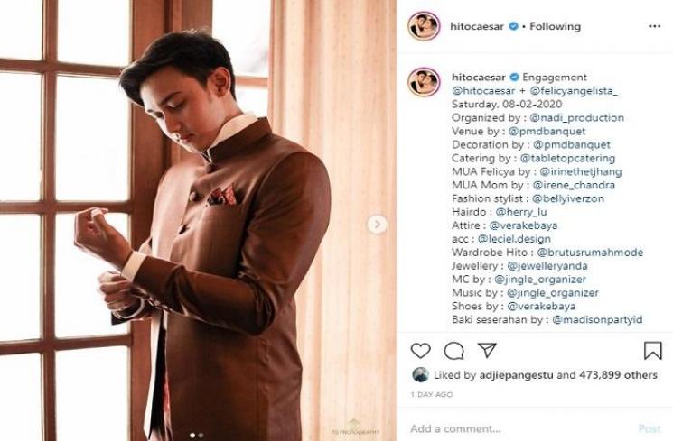 Momen lamaran Caesar Hito dan Felicya Angelista (Instagram @hitocaesar)