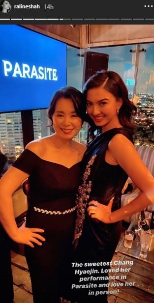 Raline Shah dengan pemain film Parasite. (Instagram/@ralineshah)