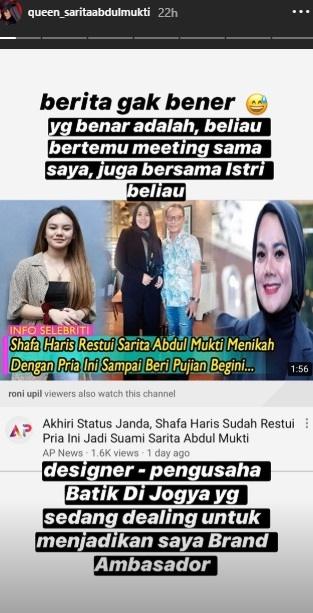 Sarita Abdul Mukti. (Instagram/@queen_saritaabdulmukti)