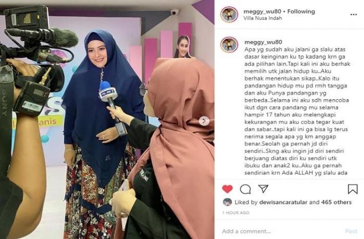 Meggy mantap menceraikan Kiwil (Instagram @meggy_wu80)