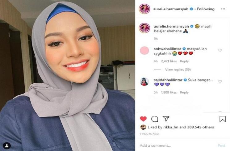 Aurel Hermansyah berhijab (Instagram @aurelie.hermansyah)