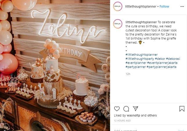 Ulang tahun putri Raisa Andriana. (Instagram/@littlethoughtplanner)