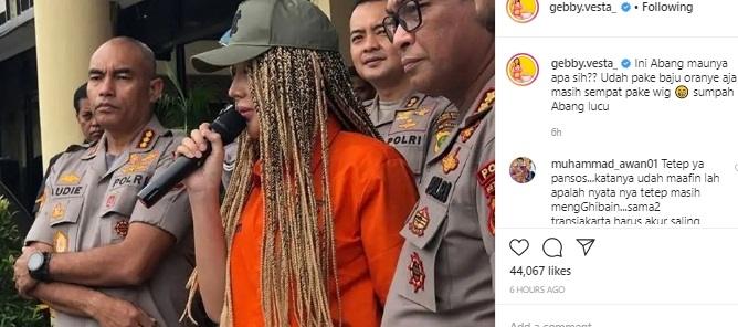 Gebby Vesta komentari wig Lucinta Luna di Instagram.