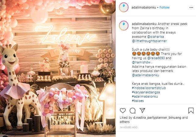 Ulang tahun putri Raisa Andriana. (Instagram/@adalimabalonku)