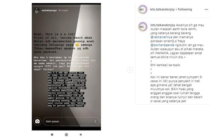 Rachel Vennya klarifikasi soal rumor perselingkuhan. (Instagram/@lets.talkandenjoy)
