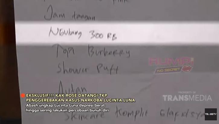 List permintaan Lucinta Luna ke Abash (YouTube/TRANS TV Official)