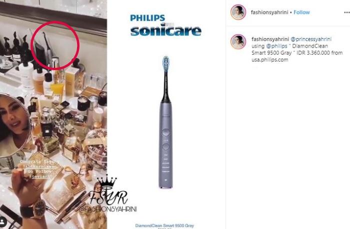 Sikat gigi Syahrini. (Instagram/@fashionsyahrini)