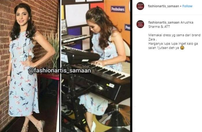 Ayu Ting Ting dan Anushka Sharma. (Instagram/@fashionartis_samaan)