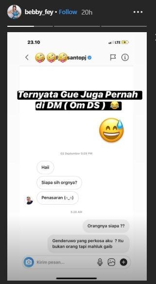 Isi DM Dedy Sutanto ke Bebby Fey. (Instagram/@bebby_fey)