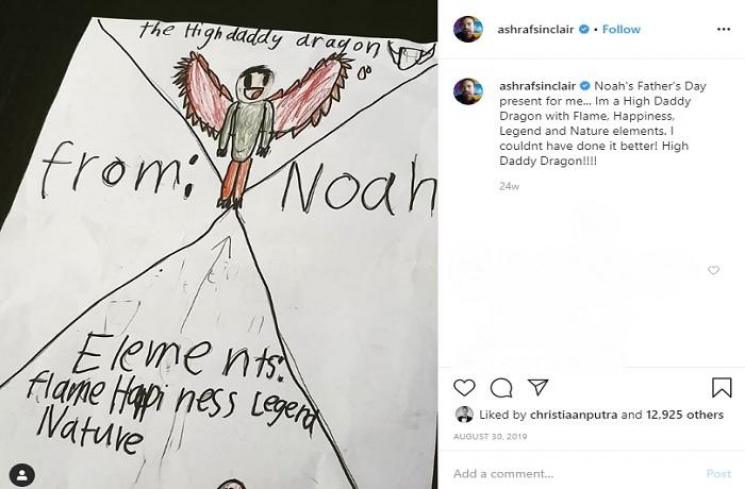Gambar Noah untuk Ashraf Sinclair di hari ayah (Instagram @ashrafsinclair)