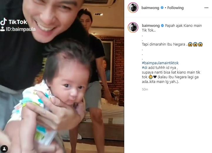 Baim Wong ajak Baby Kiano Main TikTok. (Instagram/@baimwong)