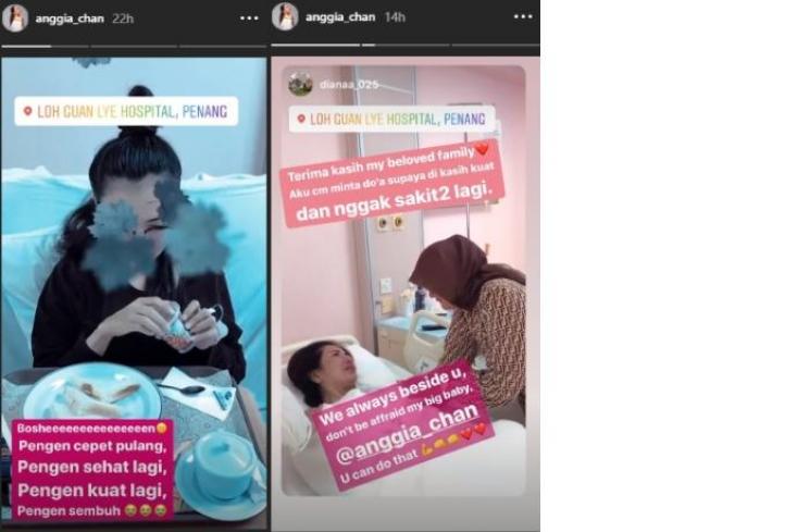 Masih terbaring di rumah sakit, Anggia Chan menangis (Instagram @anggia_chan)