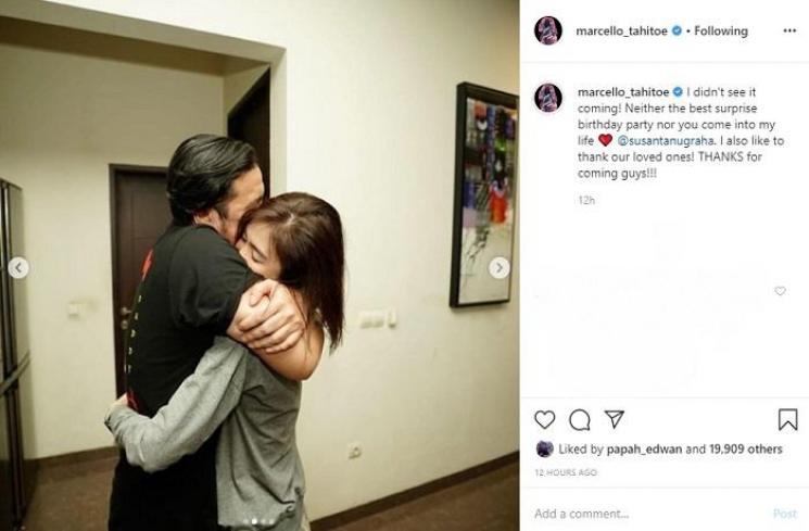 Ello merayakan ulang tahun dengan seorang cewek cantik (Instagram @marcello_tahitoe)