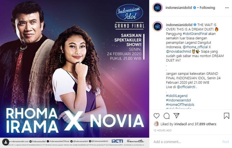 Rhoma Irama X Novia. (Instagram/@indonesianidolid)