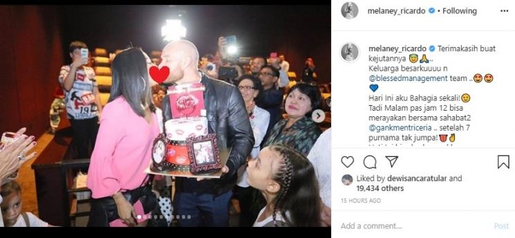 Momen Kejutan Ulang Tahun Melaney Ricardo. (Instagram/@melaney_ricardo)
