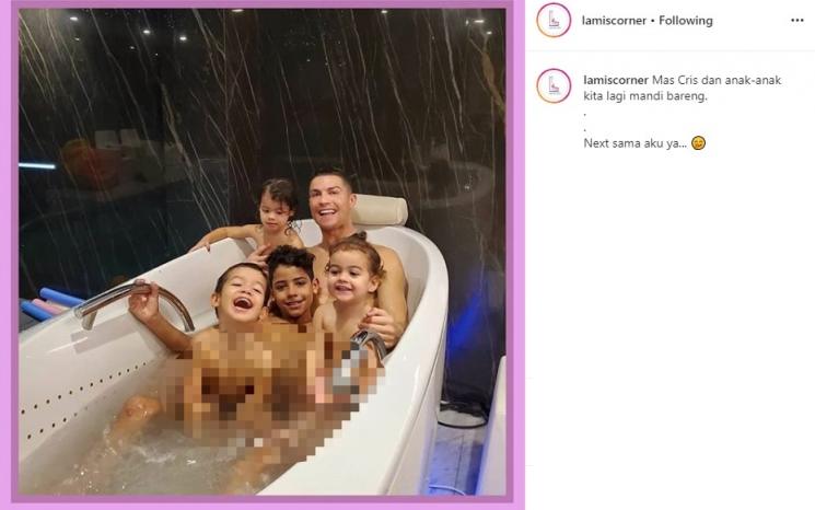 Cristiano Ronaldo berendam bareng buah hati (Instagram/@lamiscorner)