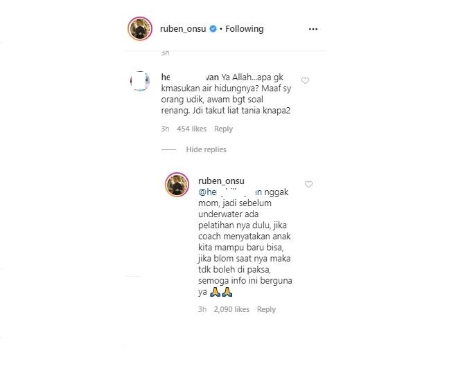 Ruben Onsu beri penjelasan soal bayi diajak underwater. (Instagram/@ruben_onsu)