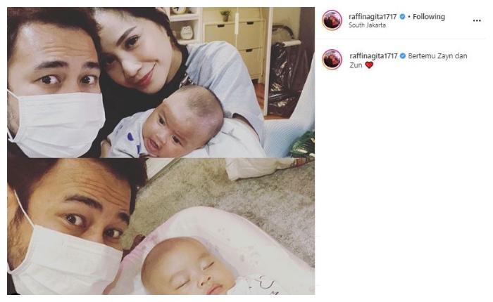 Nagita Slavina momong si kembar. (Instagram/@raffinagita1717)