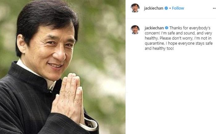 Jackie Chan aman dari virus Corona. (Instagram/@jackiechan)