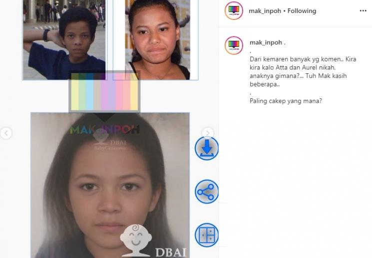 Netizen edit potret Atta Halilintar dan Aurel Hermansyah (Instagram/@mak_inpoh)