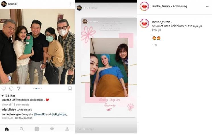Jill Gladys melahirkan anak pertama. (Instagram/@lambe_turah)