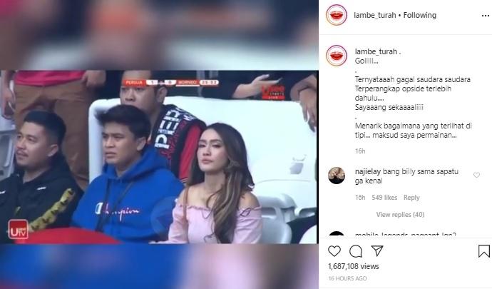 Billly Syahputra dan Intan Saumadina nobar Persija Vs Borneo FC. [Instagram]
