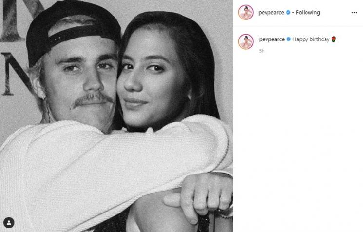Pevita Pearce edit foto dipeluk Justin Bieber. (Instagram/@pevpearce)