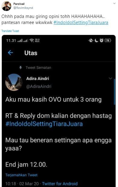 Tiara Indonesian Idol trending. (Twitter/@Rovimlksynd)