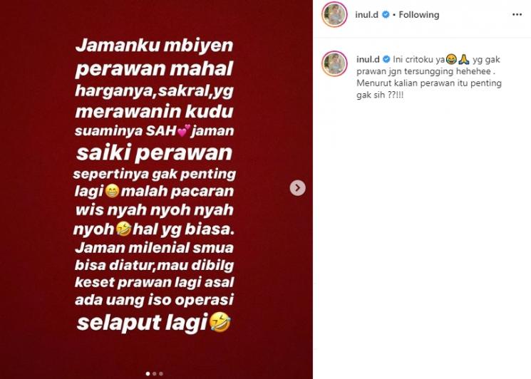 Inul Daratista Singgung Soal Keperawanan (Instagram/@inul.d)
