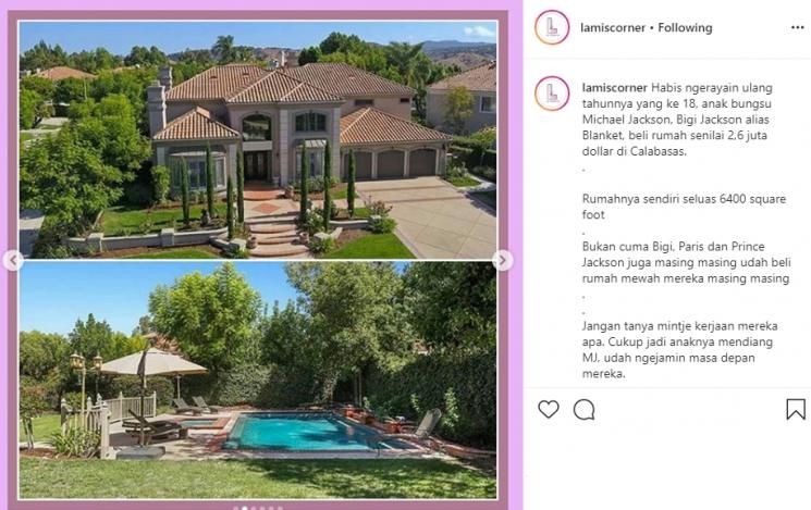Rumah Baru Blanket Jackson (Instagram/@lamiscorner)